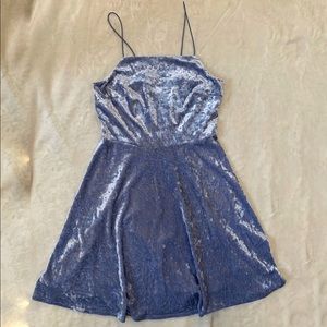 Purple velvet mini dress